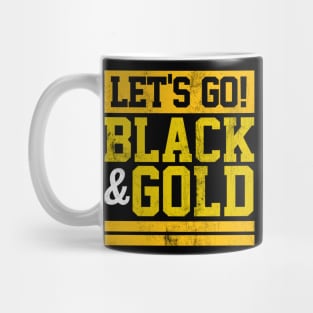 Let's Go Black & Gold Team Favorite Colors Vintage Game Day Mug